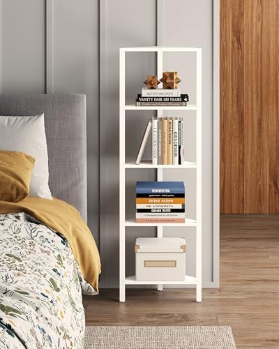 TUTOTAK Corner Shelf, 5-Tier Corner Bookshelf for Small Space