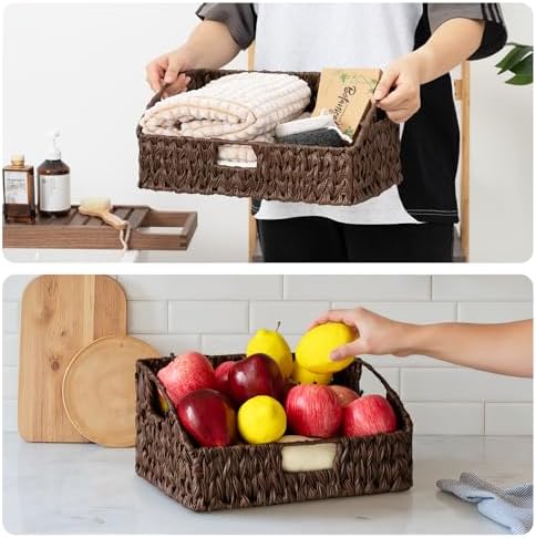 GRANNY SAYS Wicker Storage Baskets, Trapezoid Woven Baskets for Storage