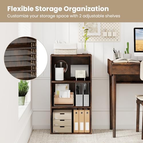 GIANTEX 3 Tier Bookcases Set of 2, 31.5" Bookshelf Cube Storage Organizer, Open Storage Cabinet Multi-Functional Home Of