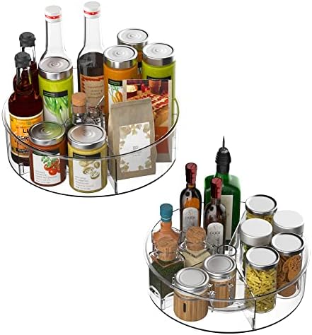 SANNO Round Lazy Susan Rotating Turntable Storage Container Rotating Organizer Spinning Organizer Bins for Kitchen Cabin
