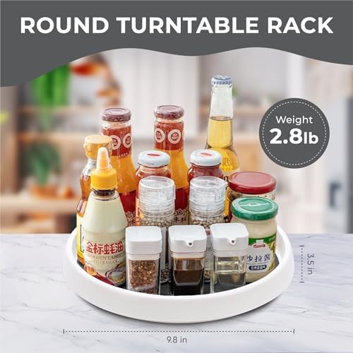 Pack of 4 10-inch Non-Skid Lazy Susan Cabinet Organizer Turntables - Durable Turn Table Organizers with Arc Thick Guardr