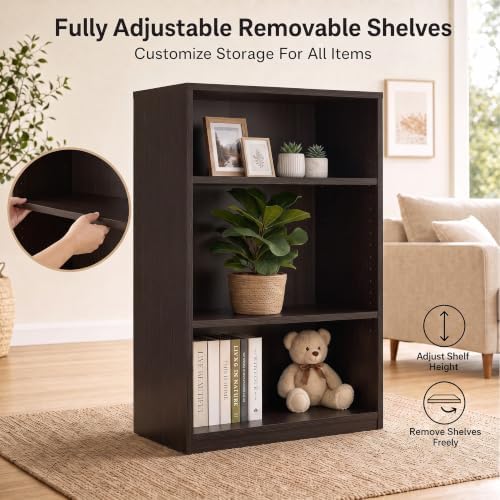 WannabeMyself【Easy Assembly】 Open Display 3-Tier Bookshelf,Storage Organizer,Bookcase for Living Room, Bedroom, Home Off
