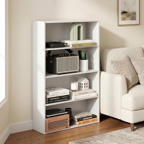 4-Tier Bookcase, Book Shelf with Open Shelf, Bookshelf, Cube Storage Organizer, 6 x 24 x 35, for Home Office, Living Roo