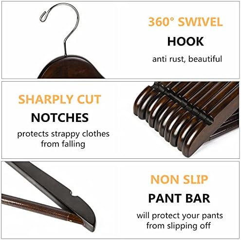 Amber Home 20 Pack 15" Walnut Wooden Clothes Hangers for Woman
