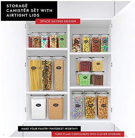 DWËLLZA KITCHEN EXTRA LARGE Cereal Containers Storage (6.3L / 213OZ) Set of 2 Family Size Bulk Cereal Dispenser Countertop, Airtight Food Storage Containers for Pantry Organization, Labels & Marker