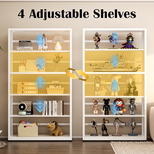 SteeLoong 5 Tier Bookcase,Metal Bookshelf with Adjustable Feet & Shelves