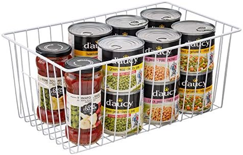 Freezer Basket Organizer, Refrigerator Metal Wire Storage Divider, Household Container Bins with Handles for Kitchen, Pa