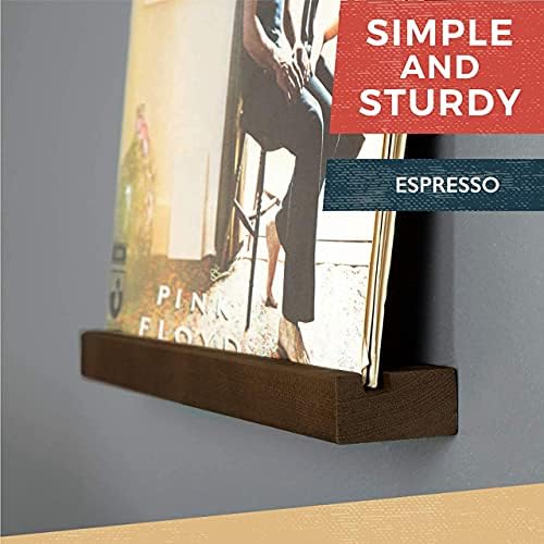 Ilyapa Vinyl Wall Mount Floating Record Shelves- 10 Pack, Espresso Wood