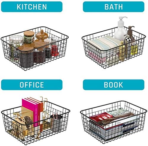 Metal Black Large Wire Basket Food Storage Organizer,pantry organizers and storage for Organizing Kitchen Cabinets potat