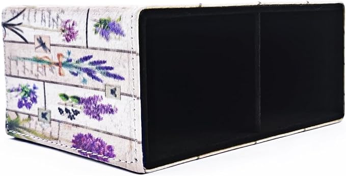 Pen Holder, Rectangle Vintage Pencil Holder with 2 Compartments, PU Leather Art Remote Control Holder Organizer Storage for Desk Accessory (Lavender)