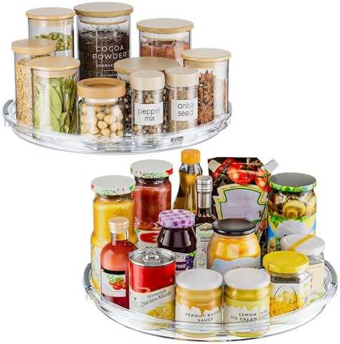 LAMU 12 in Lazy Susan Turntable, 2 Pack Clear Spice Rack, Organizer Storage