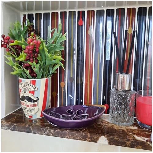 Ceramic Soap Dish with Self Draining Tray for Bar Soap, Bathroom, Kitchen (Purple No.2)