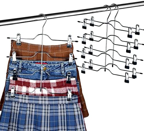 Szxc 2 Pack 4 Tier Skirt Pants Hangers Adjustable Clips Closet Organizer