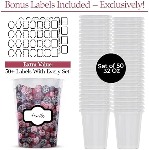 32 oz Deli Containers with Lids, 50-Set, Leakproof BPA-Free