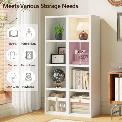 4-Tier Tall Narrow Bookcase,Open Cube Wooden Corner Bookshelf