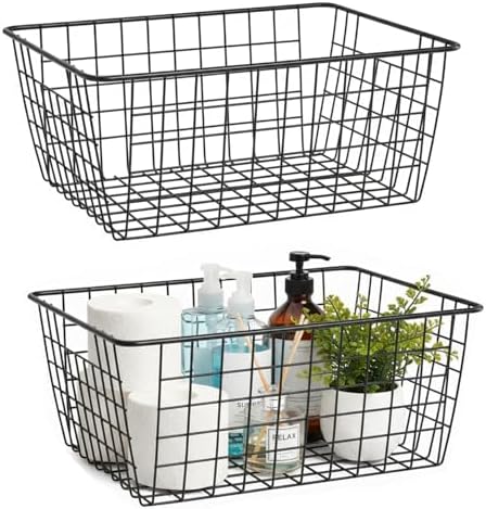 Metal Black Large Wire Basket Food Storage Organizer,pantry organizers and storage for Organizing Kitchen Cabinets potat
