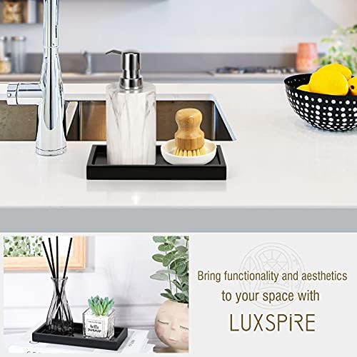 Luxspire Resin Bathroom Tray for Countertop Organizer, Mini, Marble Black