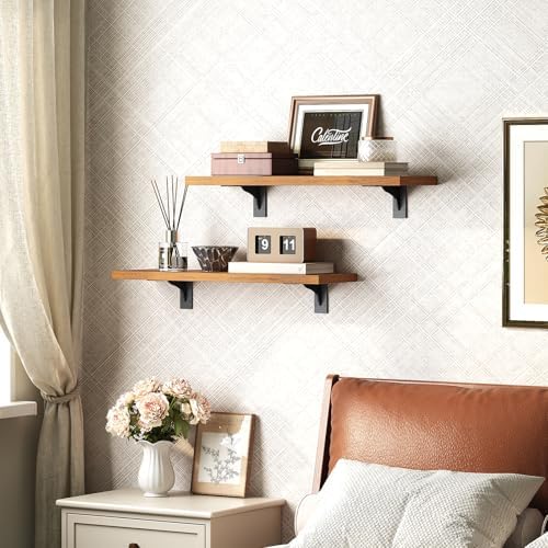 HOOBRO Floating Shelves for Wall, 15.7" Wall Mounted Shelves Set of 2
