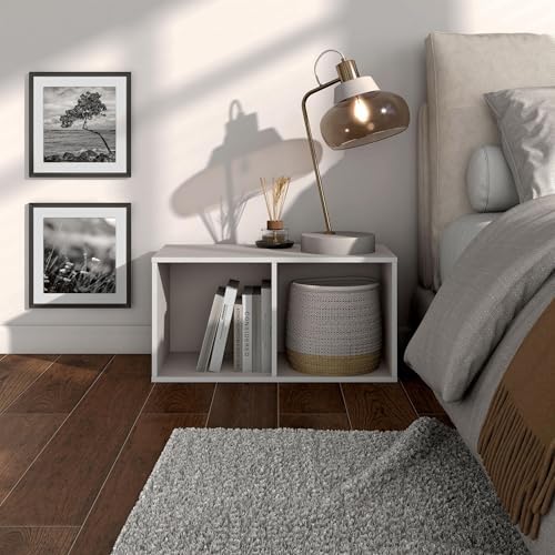 Homes: Inside + Out Apexa 2-Cube Storage Organizer Shelves, Stackable Wood Bookcase Fits Cubby Bins for Organization, Do