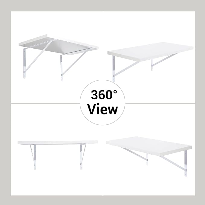 HOME MASTER HARDWARE 20 x 13 inch Heavy Duty Shelf Brackets, 6-Pack White Metal L Brackets - 90 Degree Angle Supports for Wall Mounted Wood Shelving, Floating Shelves with Screws