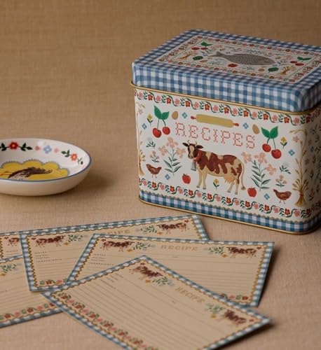 RIFLE PAPER CO. Home Sweet Home Recipe Tin, Holds Up To 200 Recipe Cards