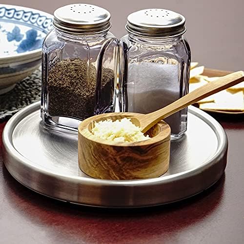RSVP International Endurance Tool Crock Turntable Lazy Susan, Stainless Steel, 8.25" | Organize Spices & Small Bottles |