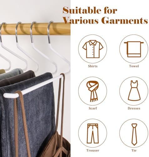 Pants Hangers,50-Pack Clothes Hangers, Non-Slip Open-Ended Pant Hanger,White Metal Hangers Design for Jeans,Slacks,Scarf (White)