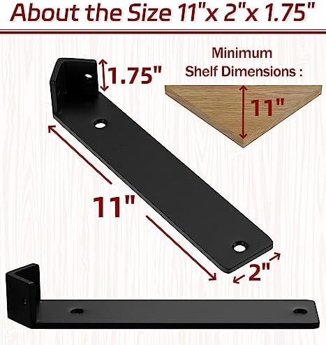 Corner Shelf Bracket, 11 inch 3-Pack 1/5" Thick Hidden Shelf Brackets