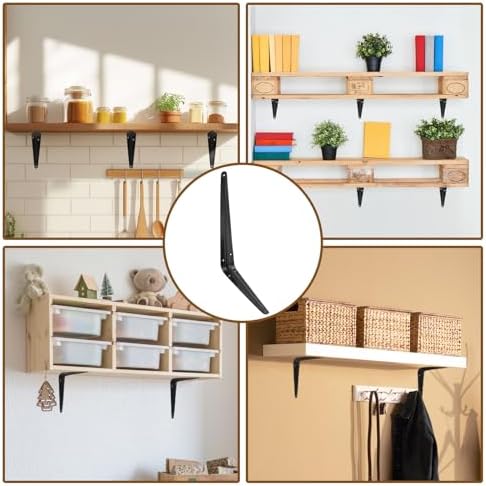 24Pcs 12 x 10 Inch Black Shelf Brackets, L Brackets