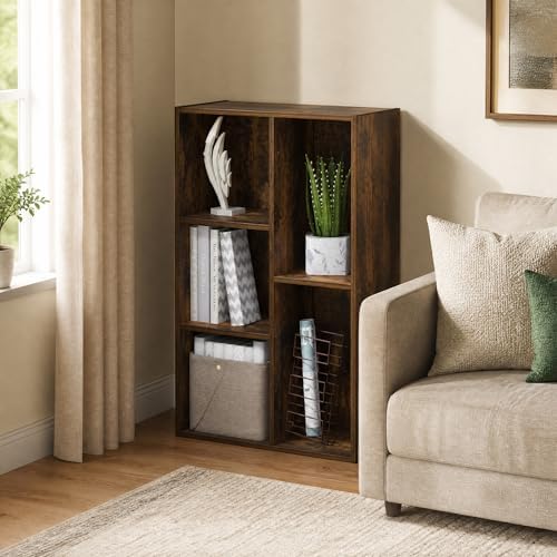5-Cube Bookshelf, Reversible Bookcase, Book Shelf, Cube Storage Organizer, 9.4 x 19.5 x 31.5, for Home Office, Living Ro