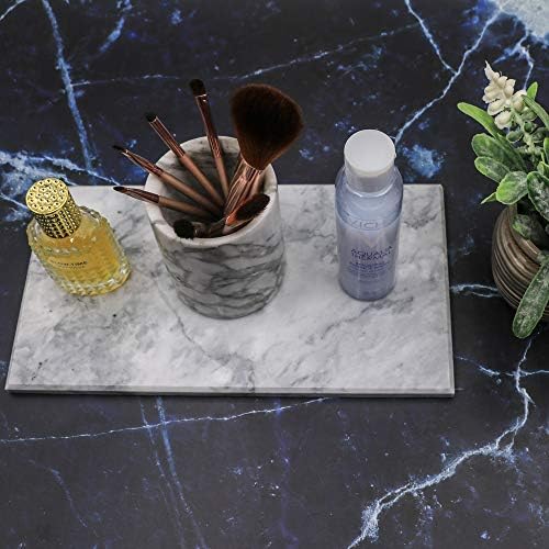 Rectangular Marble Vanity Tray for Counter, Bathroom, Dresser, Nightstand or Desk, 11-5/8" x 6-1/4"