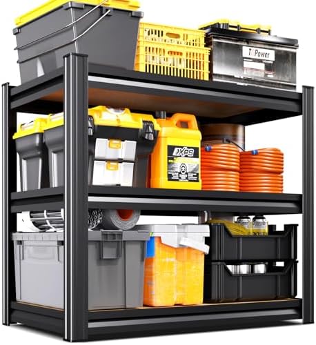 Garage Shelving,3 Tier Garage Storage Shelves,Adjustable Heavy Duty Metal Shelving Units and Storage Large Rack,Utility 