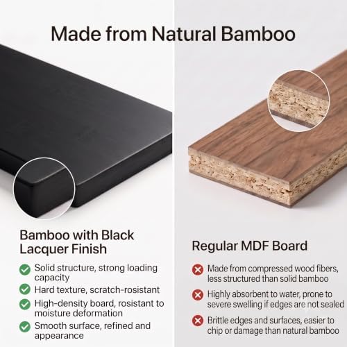 Wisuce Black Small Corner Shelf Stand, 4-Tier Bamboo Corner Bookshelf