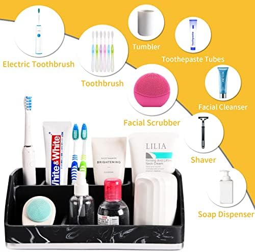 Bathroom Sink Organizer, Toothbrush Holder for Bathroom Counter, Black