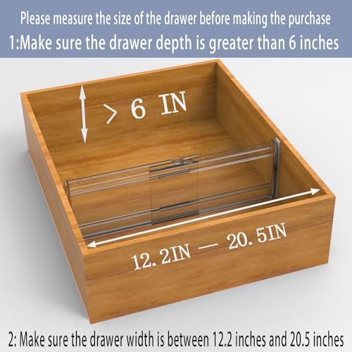 8 Pack 6" High Clear Adjustable Drawer Dividers Clothes,Expandable 12-20"