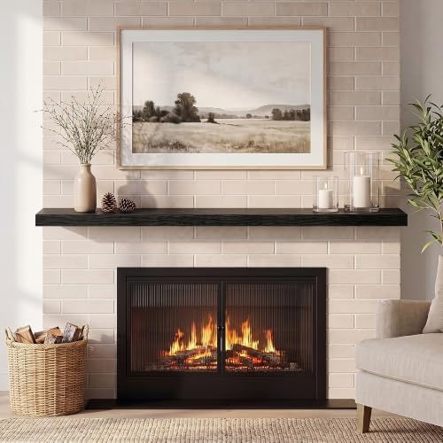 Fun Memories 60 Inch Fireplace Mantel Set of 2, Long Floating Shelf for Bedroom|Living Room, Wall Mounted Farmhouse Disp