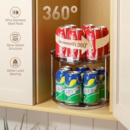 LAMU 2 Tier Lazy Susan Turntable Organizer 9.25'' Rotating Spice Rack Organization for Cabinet, Kitchen, Pantry, Counter