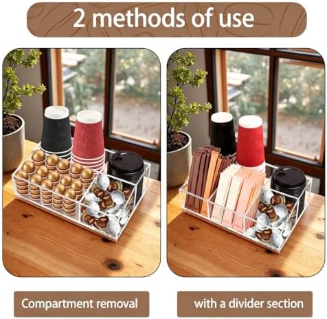Coffee Bar Accessories, Acrylic Coffee Station Organizer Storage Box