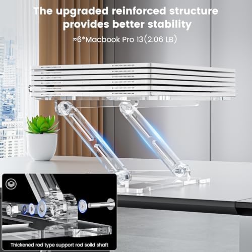 Laptop Stand for Desk, Portable Acrylic Laptop Riser, Ergonomic Adjustable Computer Stand Holder for Notebook MacBook Ai