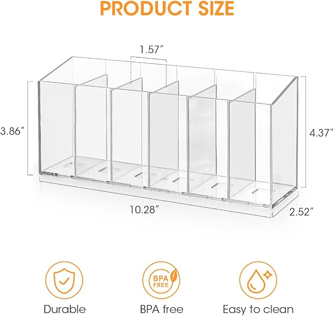 AIEVE Drink Packet Organizer, Water Drink Packet Holder with Removable Divider, Water Flavor Packet Organization Container for Kitchen Organizers and Storage (6 Compartments)