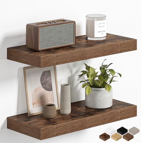 Fun Memories Floating Shelves for Wall 16 Inch, Set of 2 – Wall-Mounted Storage & Display Shelf with Invisible Bracket, 
