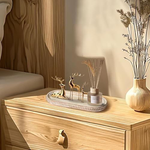 MAONAME Wash White Oval Long Narrow Tray, 12" x 4.7" Bathroom Vanity Tray