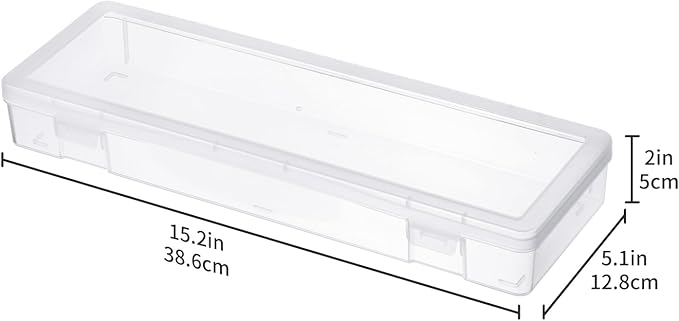 novelinks Plastic Pencil Boxes and Small Plastic Containers with Lids | 6 Pack, Large Clear, Large Capacity Pencil Case, Small Storage Containers, Cookie Cutter Storage, Knitting Needle Organizer