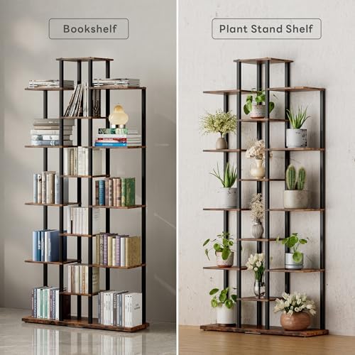 5 Tier Narrow Bookshelf, Tall Skinny Bookshelf, Slim Open Bookcase Corner