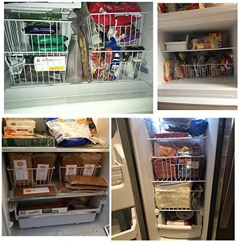 4 Pack Wire Storage Baskets for Organizing, Freezer Organizer Bins, Pantry Organization Bins Cabinets - Metal Basket Kit