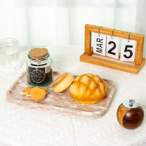 Karibiber Marble Vanity Tray, Marble Bathroom Tray Countertop, Decorative Tray for Dresser, Rosso Red Stone Serving Tray