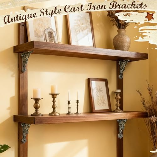 Blulu 4 Pack Decorative Shelf Brackets, Vintage Cast Iron Brackets