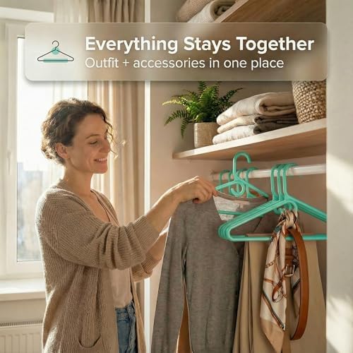 DEILSY™ Heavy Duty Plastic Hangers 10 Pack Thick Aqua Heavy Duty Hangers