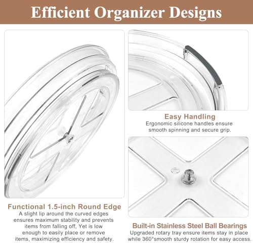 INCOSTAR Lazy Susan 2 Pack, 9 Inch Clear Turntable for Kitchen Cabinet