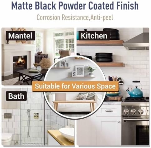 Unique 8 Inch Openwork Shelf Brackets, 8-Pack Floating Shelf Bracket, 1/5” Thick Carbon Steel Hidden Shelf Supports for 